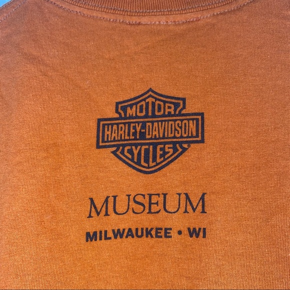 HARLEY DAVIDSON Milwaukee Museum Orange Tee Mens L - Picture 4 of 4